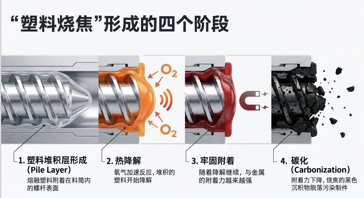 注塑机碳化物黑点——成因与解法