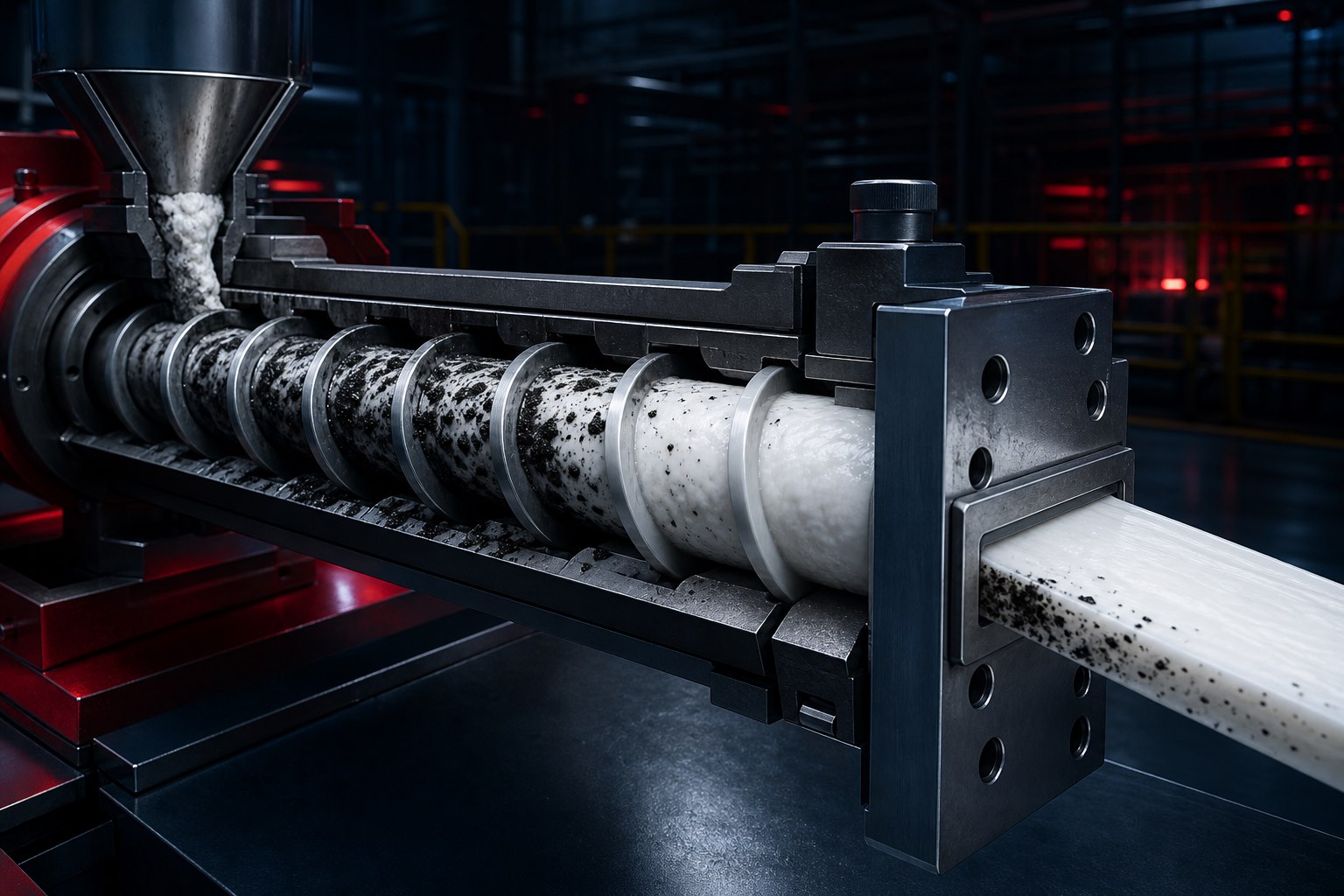 ภาพ 3D การไล่ล้างคราบคาร์บอนภายในสกรูเครื่อง Extruder